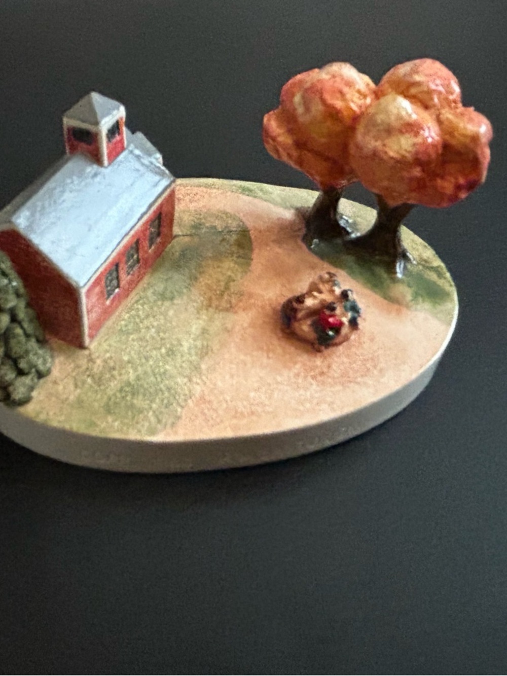 Hand-Painted Autumn Village Miniature by Sebastian Country School